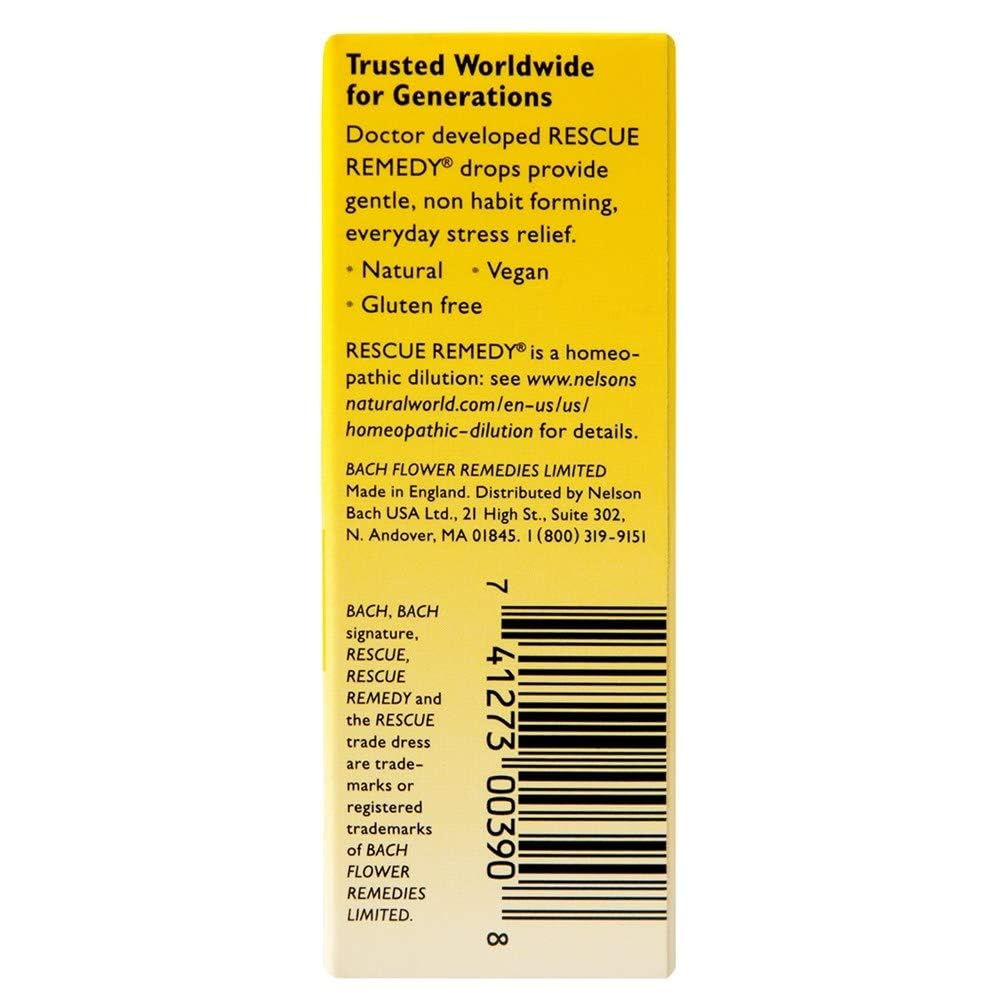 RESCUE Bach Remedy: etiqueta frontal clara para identificar uso rápido.