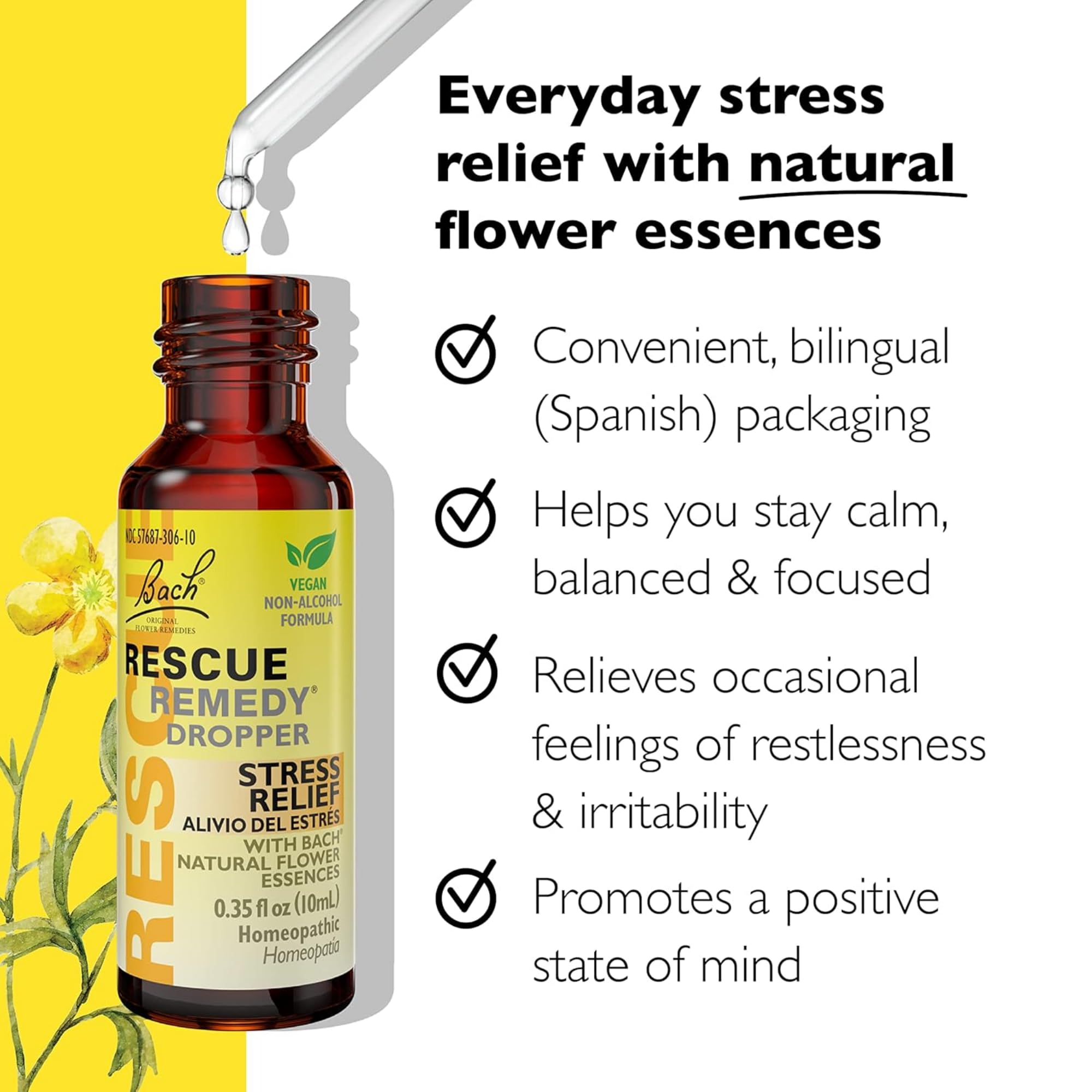 RESCUE Bach Remedy Tintura sin alcohol: bienestar natural