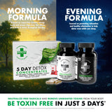 Rescue Detox frascos transparentes muestran dosis para cada día