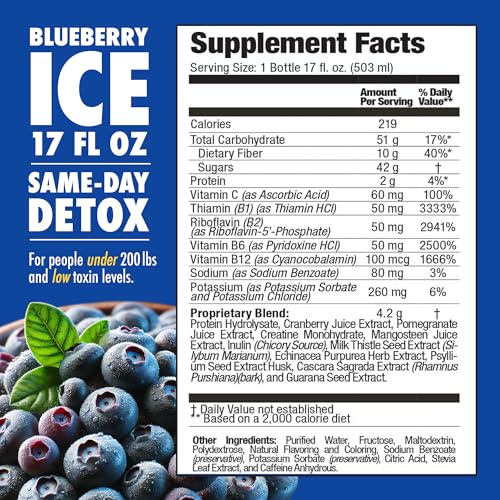 Rescue Detox ICE Arándano: etiqueta visible para verificar la fecha y el sabor