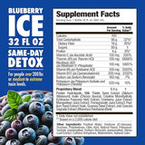 Rescue Detox ICE sabor arandano, etiqueta detallada con ingredientes.