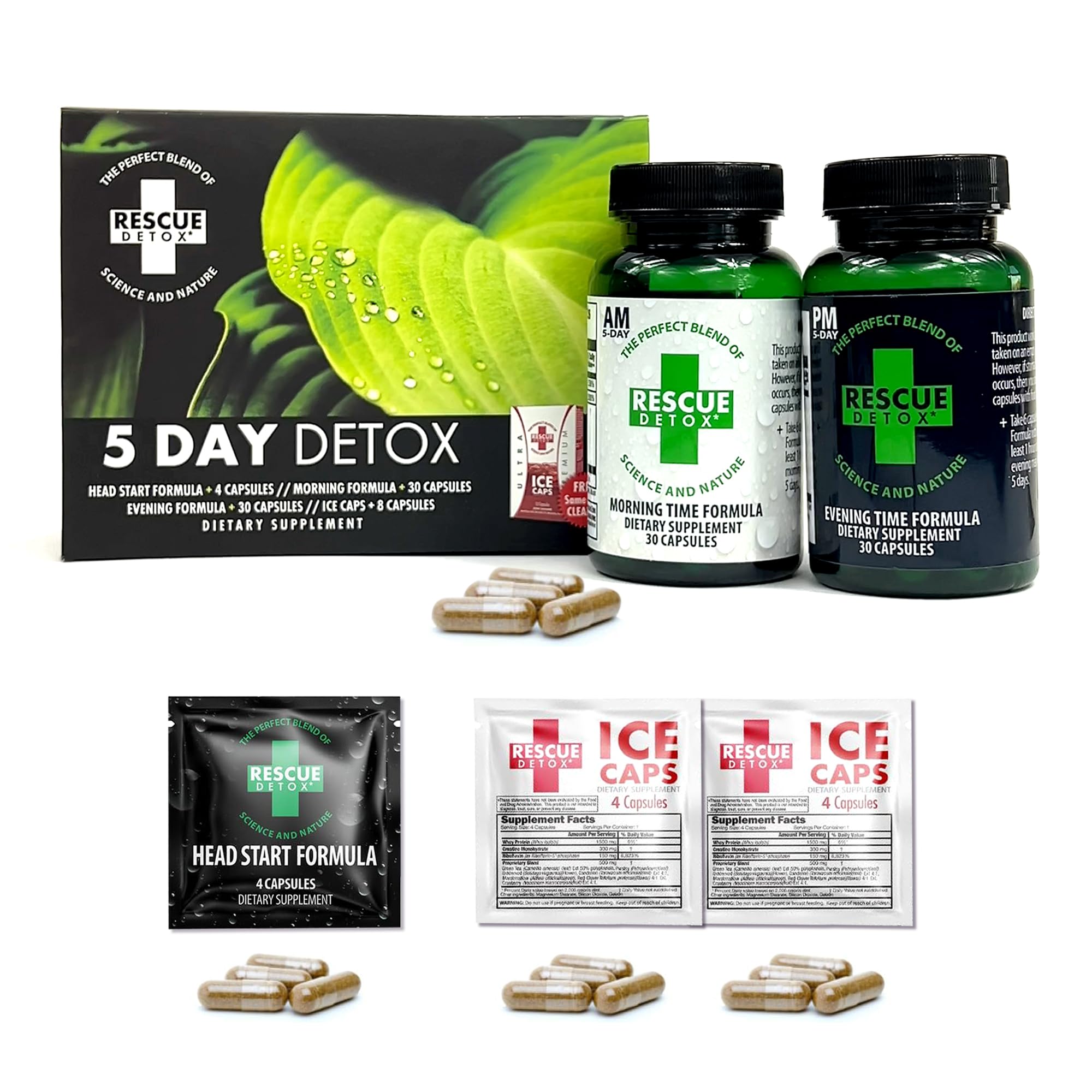 Rescue Detox kit 5 días con cápsulas 72 para uso diario
