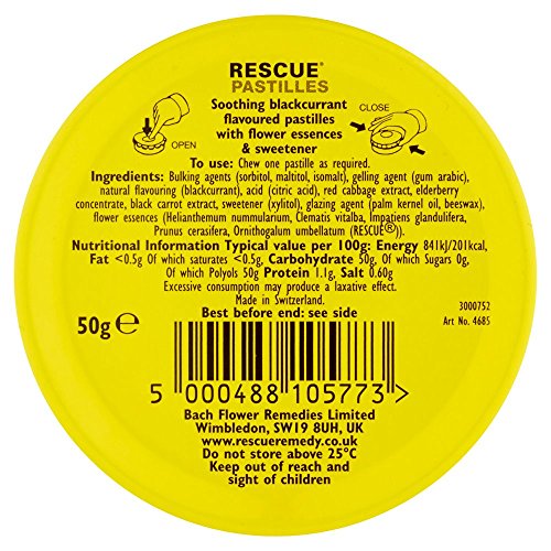 Rescue Pastillas para relajación rápida en momentos de estrés diario.