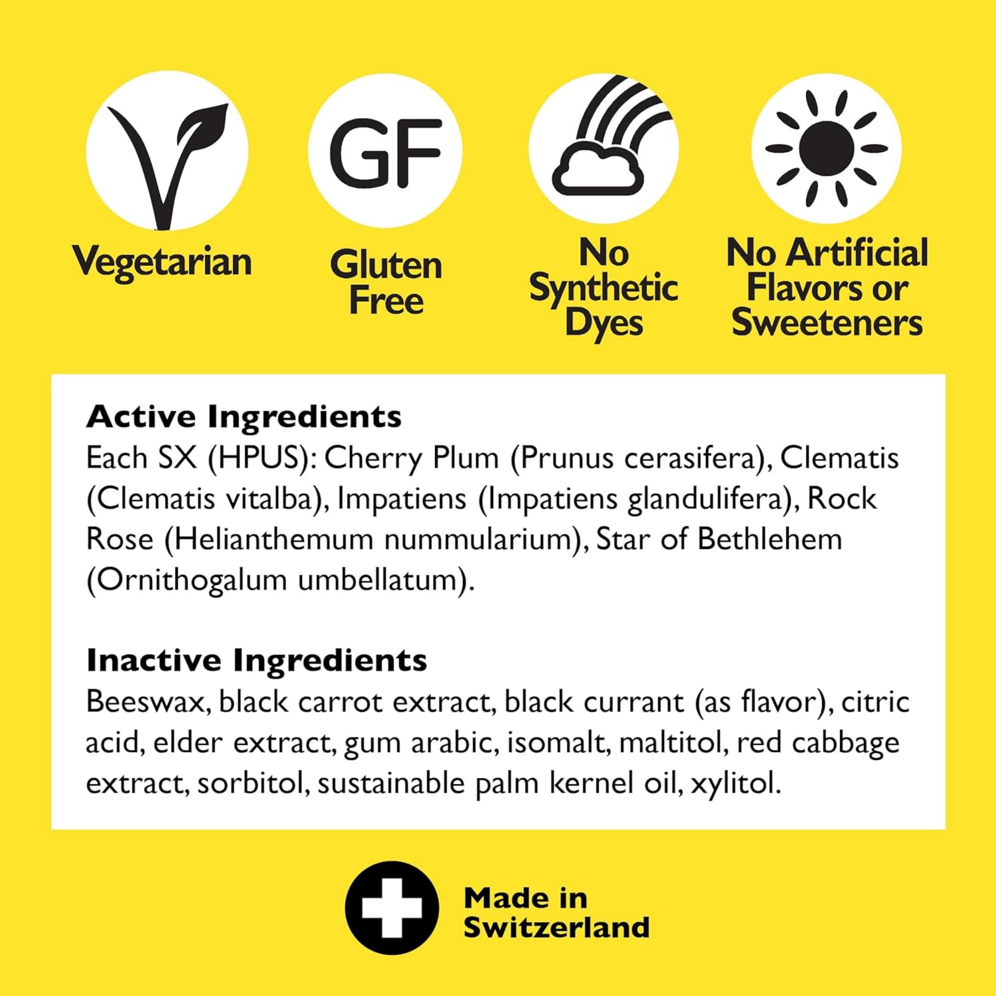 Pastillas RESCUE sin alcohol ni gluten, aptas para toda la familia.