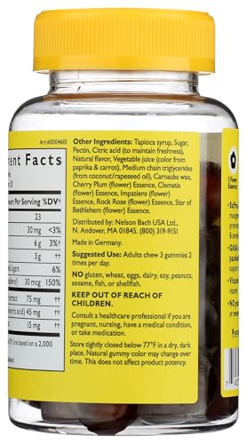RESCUE Plus etiqueta de producto, información clara sobre ingredientes botánicos.