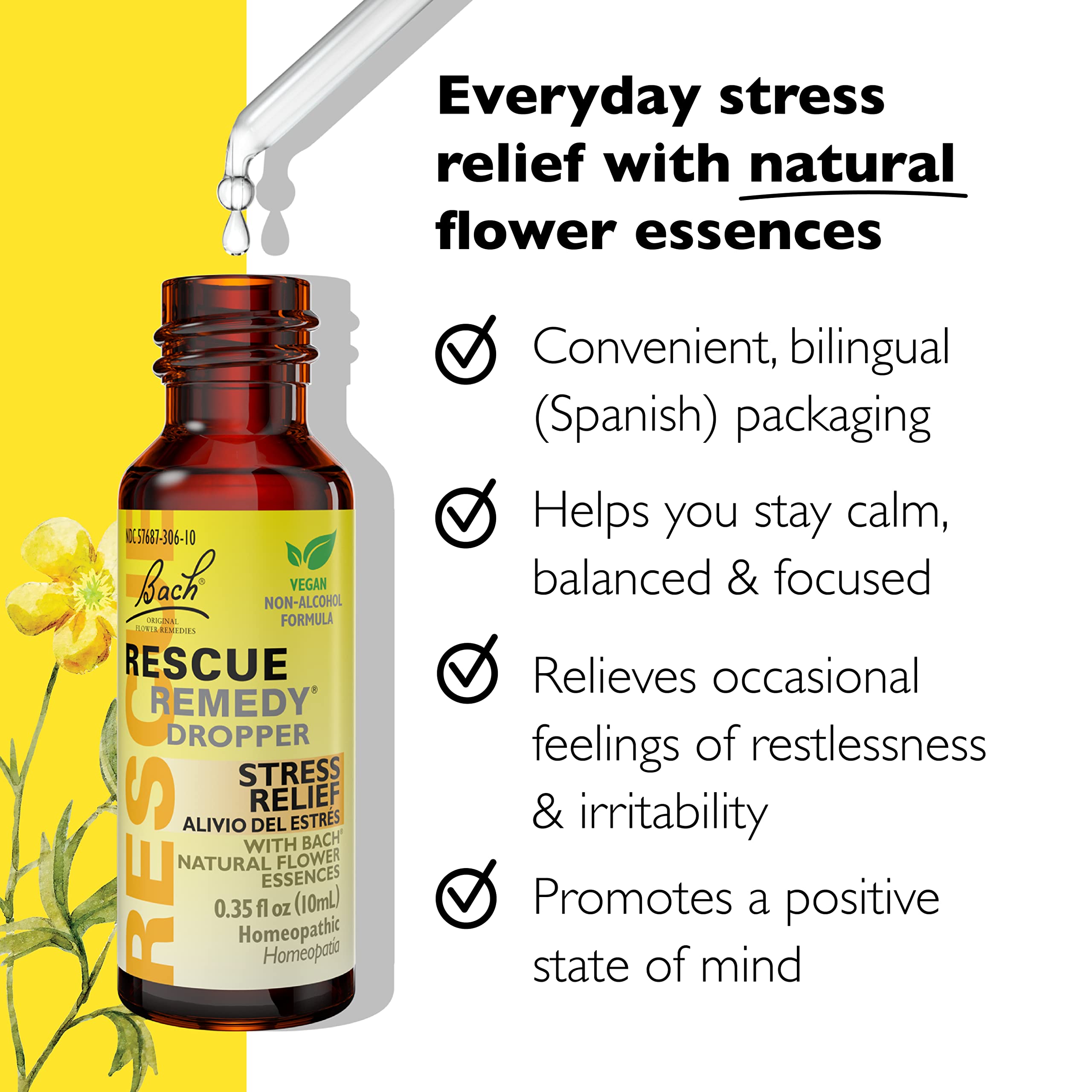 RESCUE REMEDY: gotas en lengua para apoyo suave durante situaciones abrumadoras.