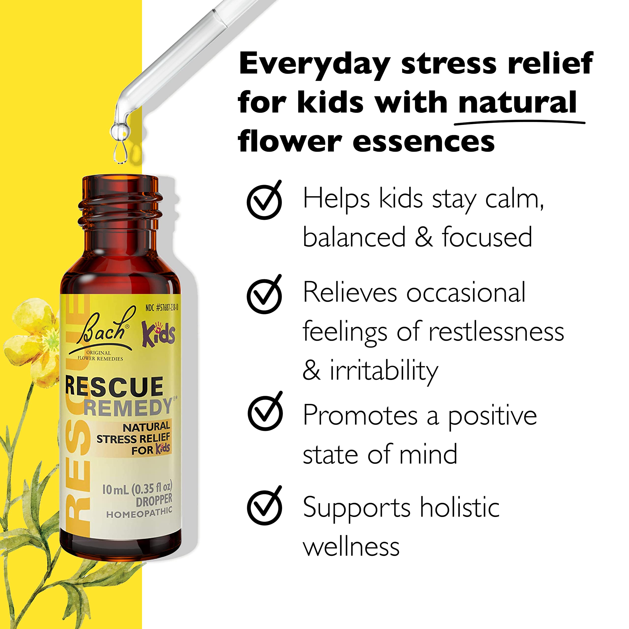 Gotero de RESCUE REMEDY KIDS para dosis fáciles y sin azúcar.