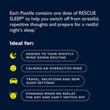 Noche tranquila con RESCUE Sleep, ideal para iniciar la rutina de descanso