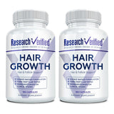 Research Verified Apoyo al Crecimiento del Cabello, botella frontal para cabello más saludable.