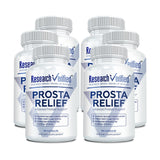 Research Verified Prosta Relief frasco con palma enana para apoyo prostático.