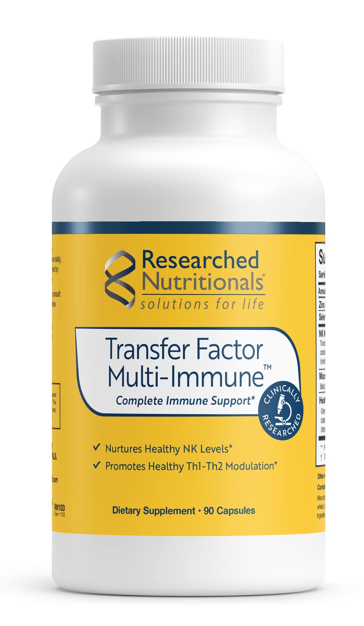 Researched Nutritionals frasco con Factor de Transferencia para apoyo inmunitario