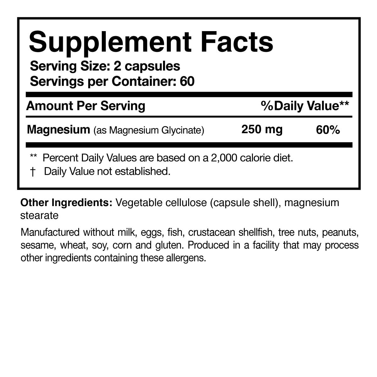 Cápsulas veganas de Researched Nutritionals Magnesium Glycinate para una dieta sin productos animales.