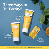Researched Nutritionals Tri-Fortify: porciones y dosificación fáciles para el día a día.