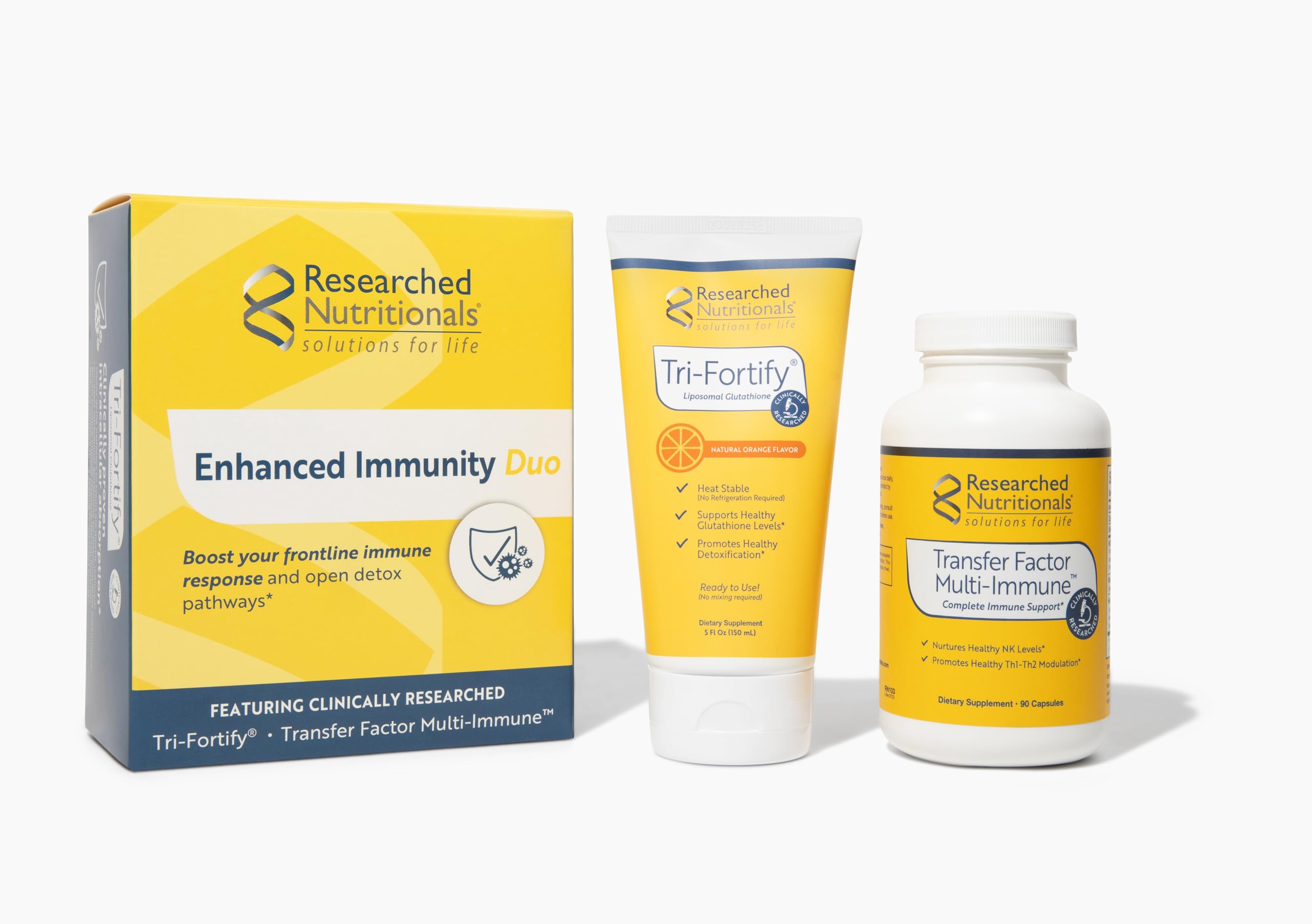 Researched Nutritionals Tri-Fortify glutatión liposomal sabor sandia vertido en vaso para consumo diario