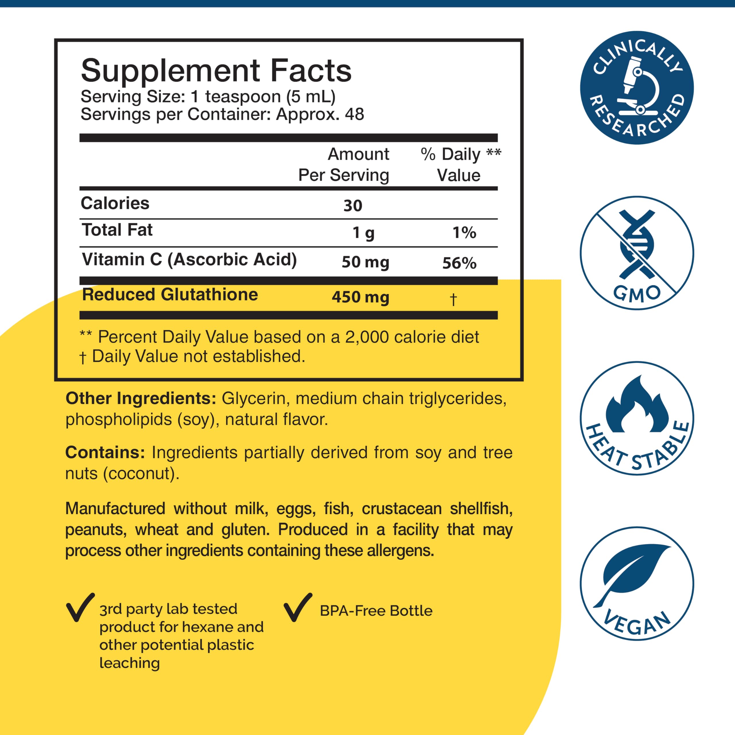 Researched Nutritionals Tri-Fortify glutatión liposomal opción vegana y sin GMO