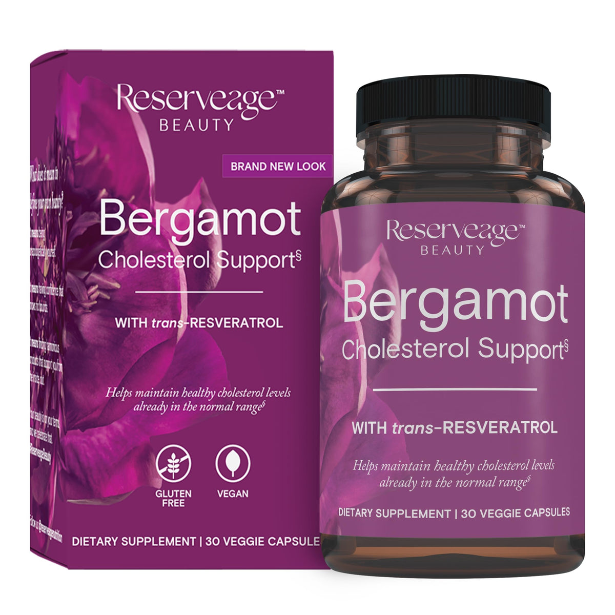 Reserveage Beauty Bergamot en botella, apoyo antioxidante para la salud cardíaca.
