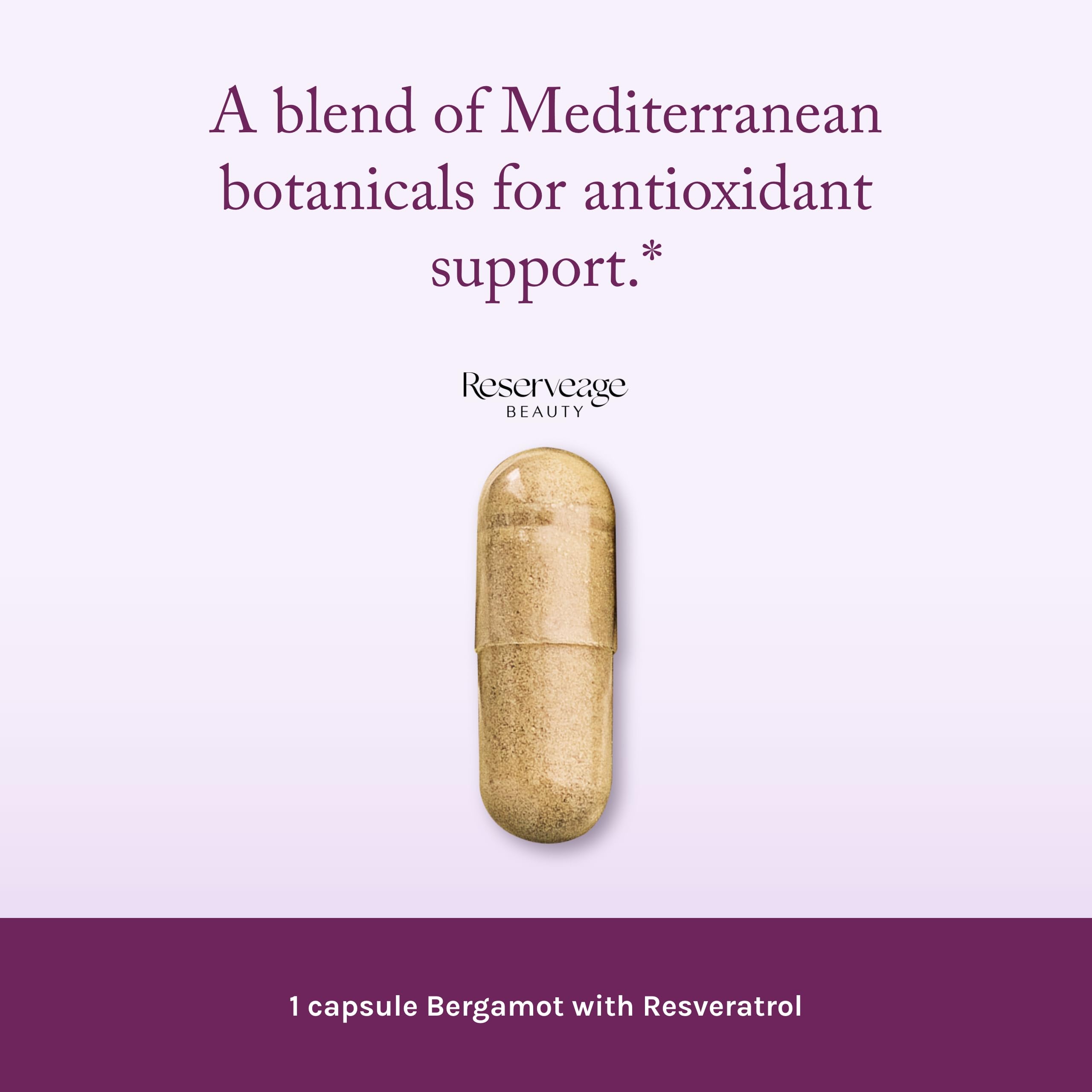 Etiqueta de Reserveage Beauty Bergamot muestra antioxidantes clave.