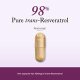 Reserveage Beauty Resveratrol 100 mg etiqueta frontal sencilla y legible.