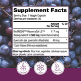 Cápsulas fáciles de tragar de Reserveage Resveratrol Plus+ aptas para veganos.