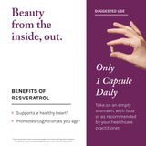 Reserveage Beauty Resveratrol 100 mg uso diario en la rutina matutina.