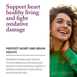 Reserveage Beauty Resveratrol 250 mg, etiqueta nutricional legible para consulta rápida.