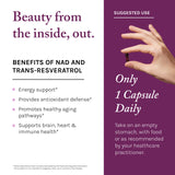 Reserveage NAD Resveratrol Plus, caja de empaque; enfoque en salud general.