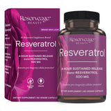 Reserveage Resveratrol 500 mg en envase, apoyo antioxidante para bienestar diario