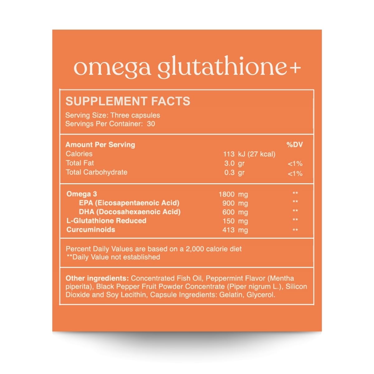 Porción diaria de Reset Wellness Omega GLUTATHIONE+ para bienestar general.