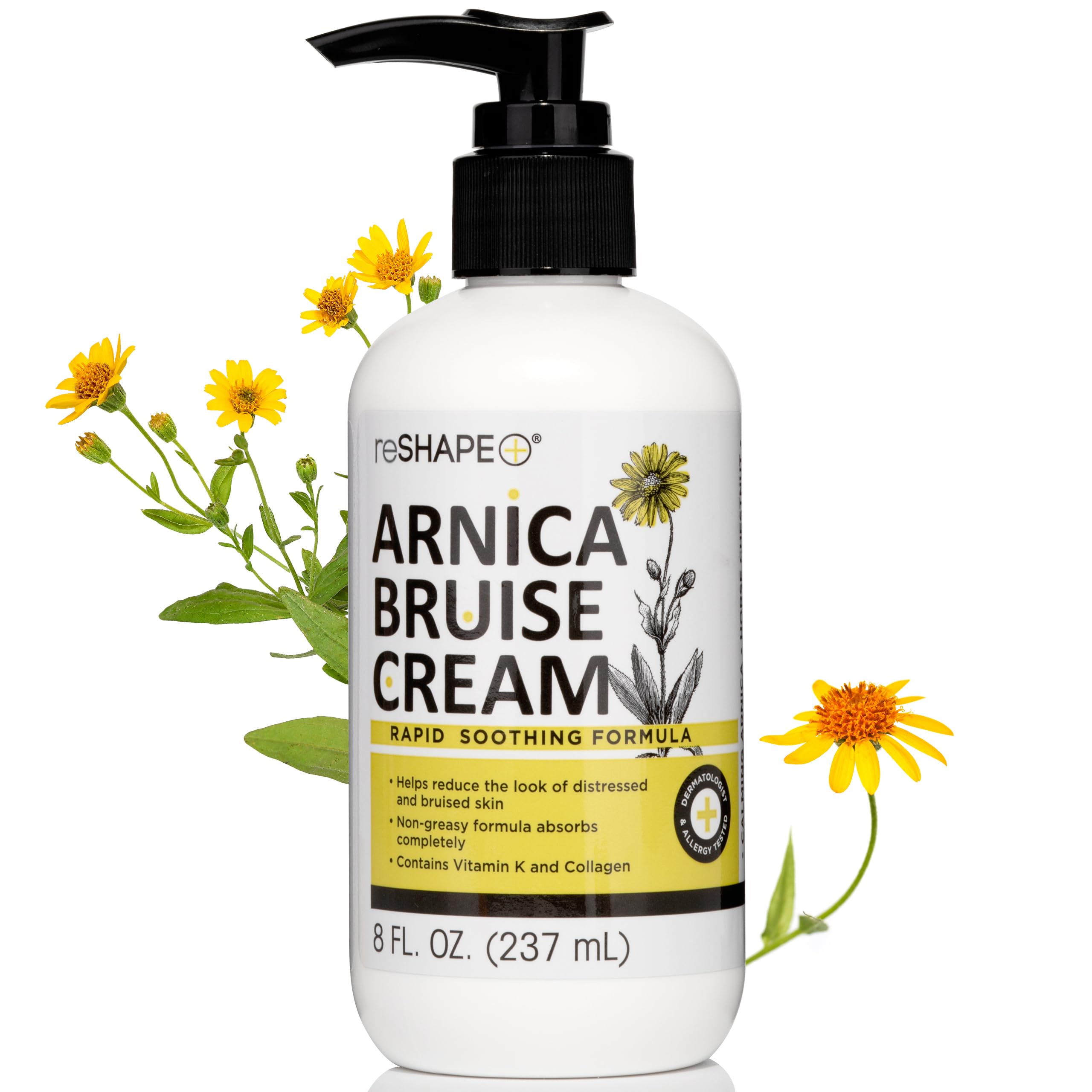 Reshape+ Arnica crema, botella lista para uso diario para moretones.
