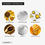 Reshape+ Crema arnica, masaje suave para piel sensible.