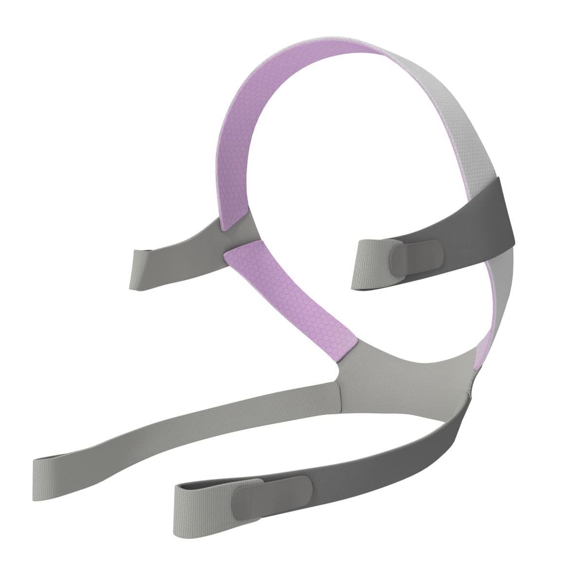 ResMed AirFit F10: correa de cabeza estándar en rosa, comodidad y ajuste seguro para dormir.