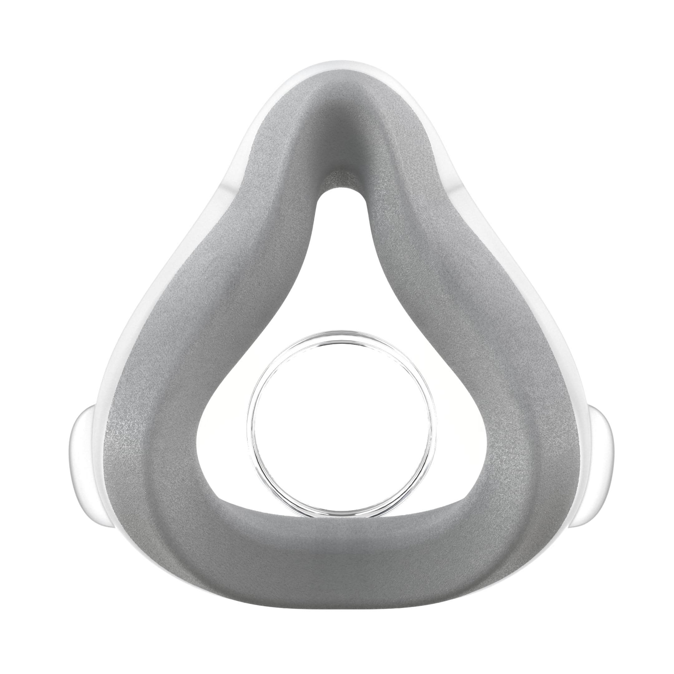 Cojín ResMed AirFit F20, vista frontal, ofrece ajuste cómodo durante la noche.