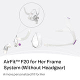 ResMed AirFit F20 para Mujer, clips magnéticos para ajuste rápido durante la noche.