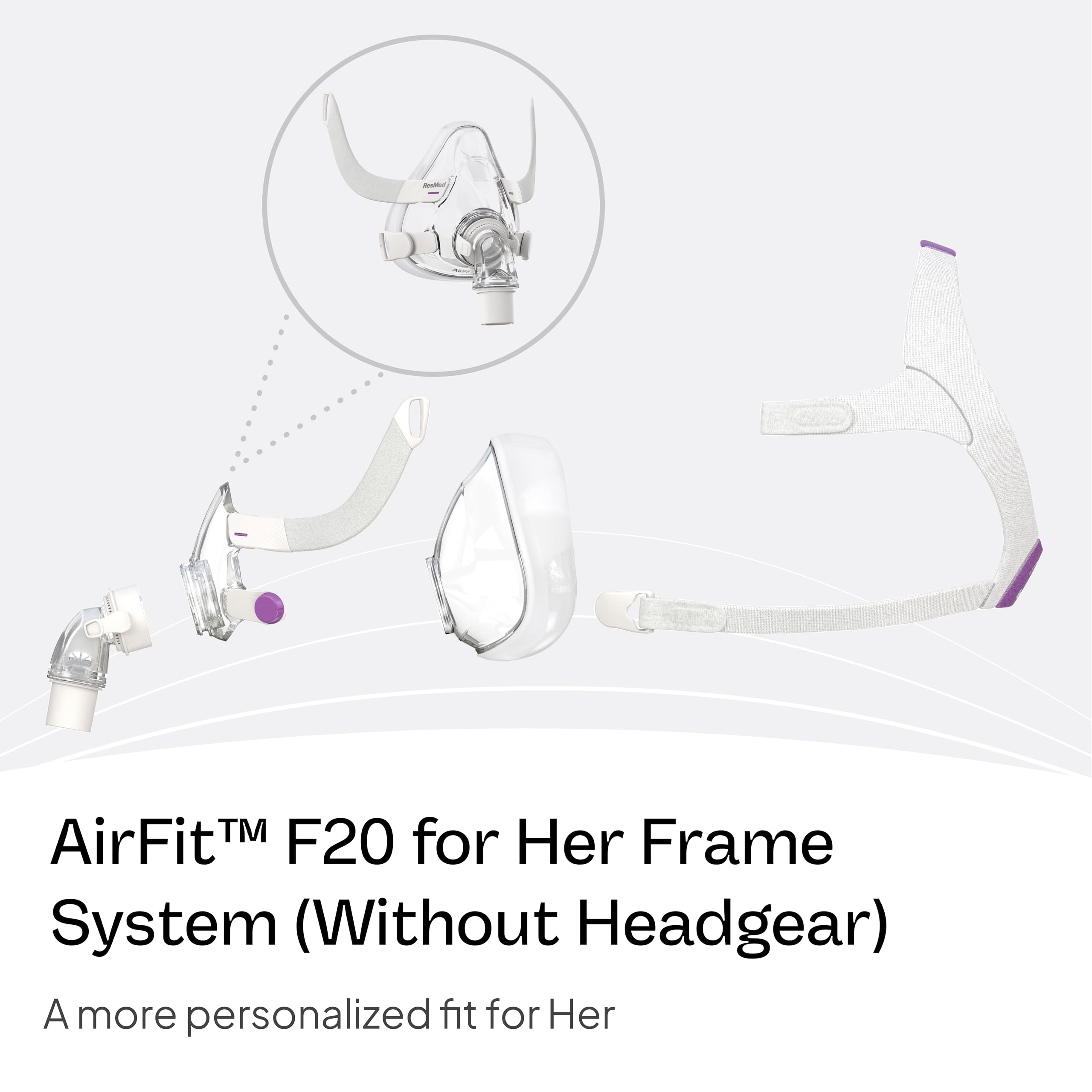 AirFit F20 para Her: conectores magnéticos para ajuste sencillo.