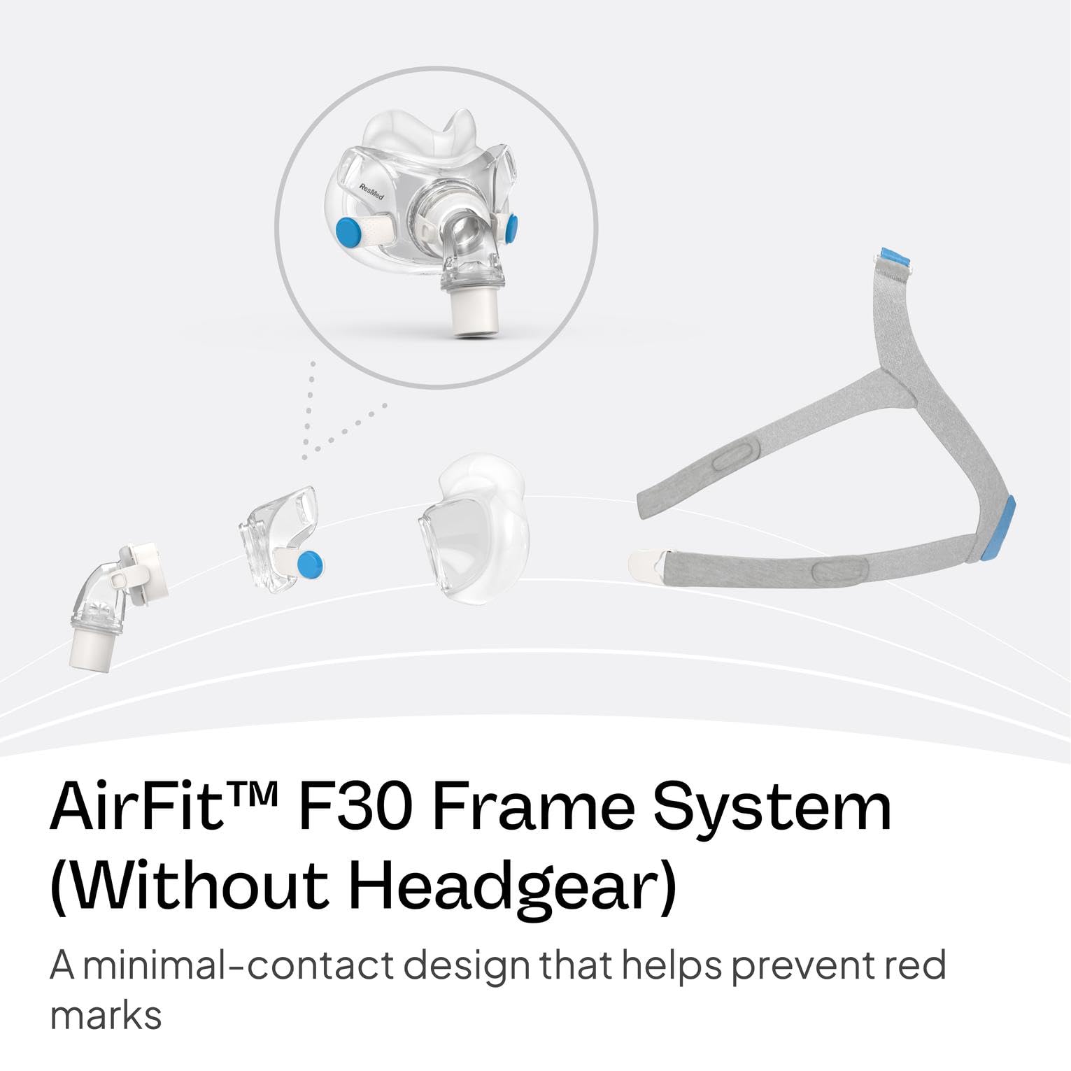 ResMed AirFit F30: almohadilla frontal mejora el contacto y confort nocturno.