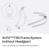 ResMed AirFit F30i, marco minimalista, vista despejada para leer o ver televisión