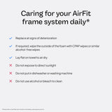 ResMed AirFit F30i, ajuste seguro mostrado en el marco