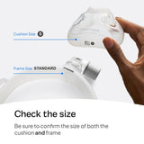 ResMed AirFit F30i: conexion tubo cabeza superior para mayor libertad de movimiento.
