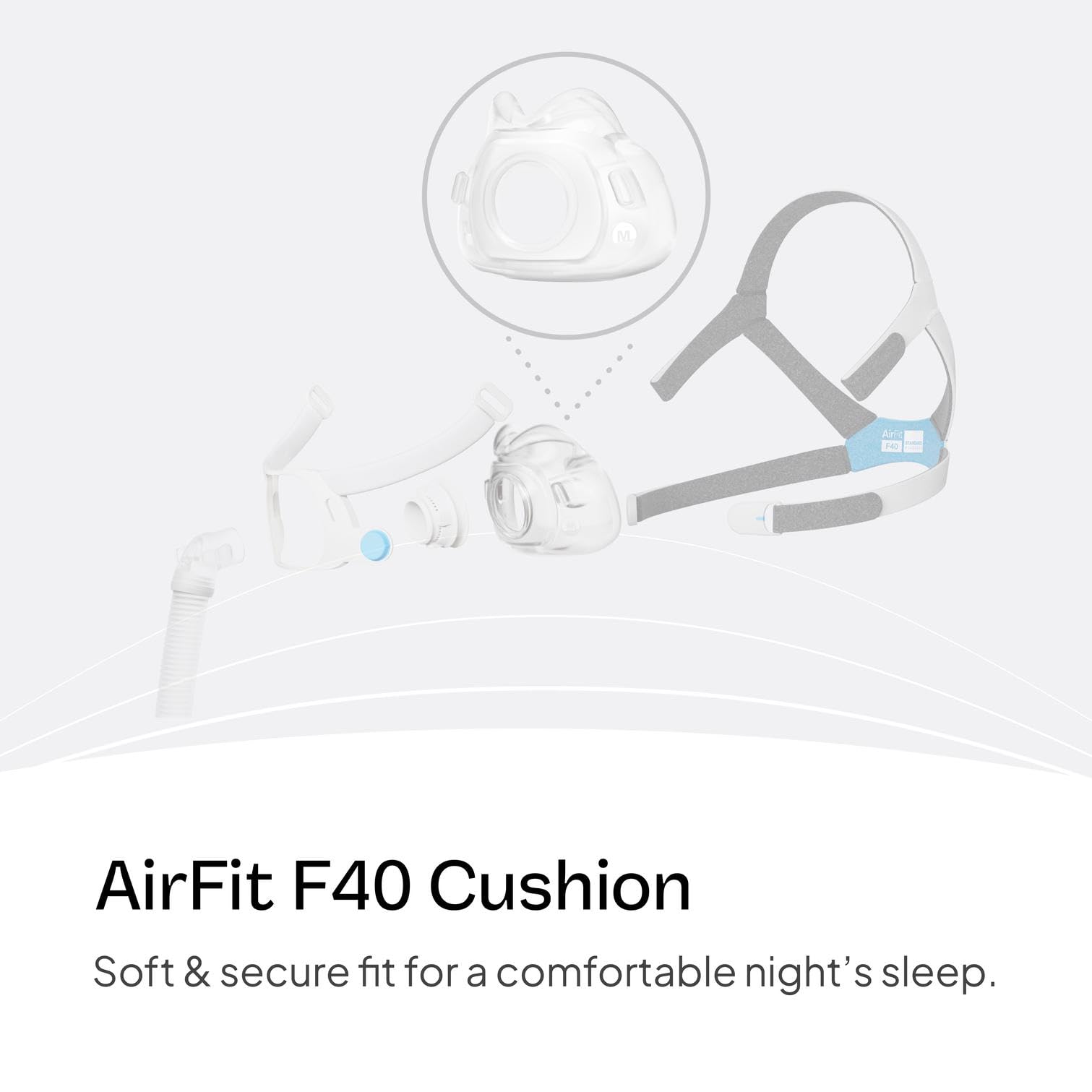 Almohadilla de repuesto de silicona para ResMed AirFit F40, se adapta a movimientos faciales.