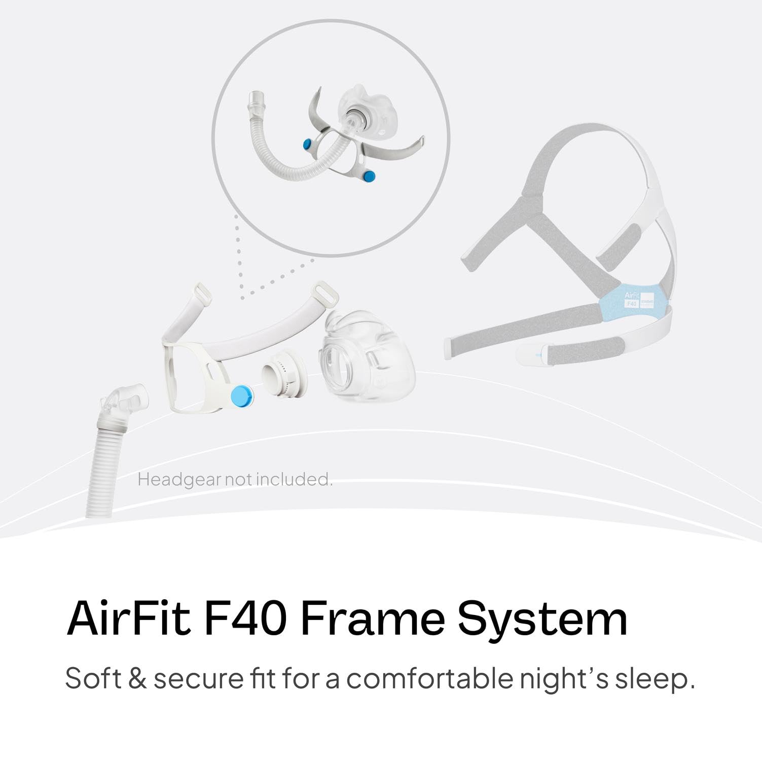 ResMed AirFit F40 cojín de silicona suave que se adapta al rostro.