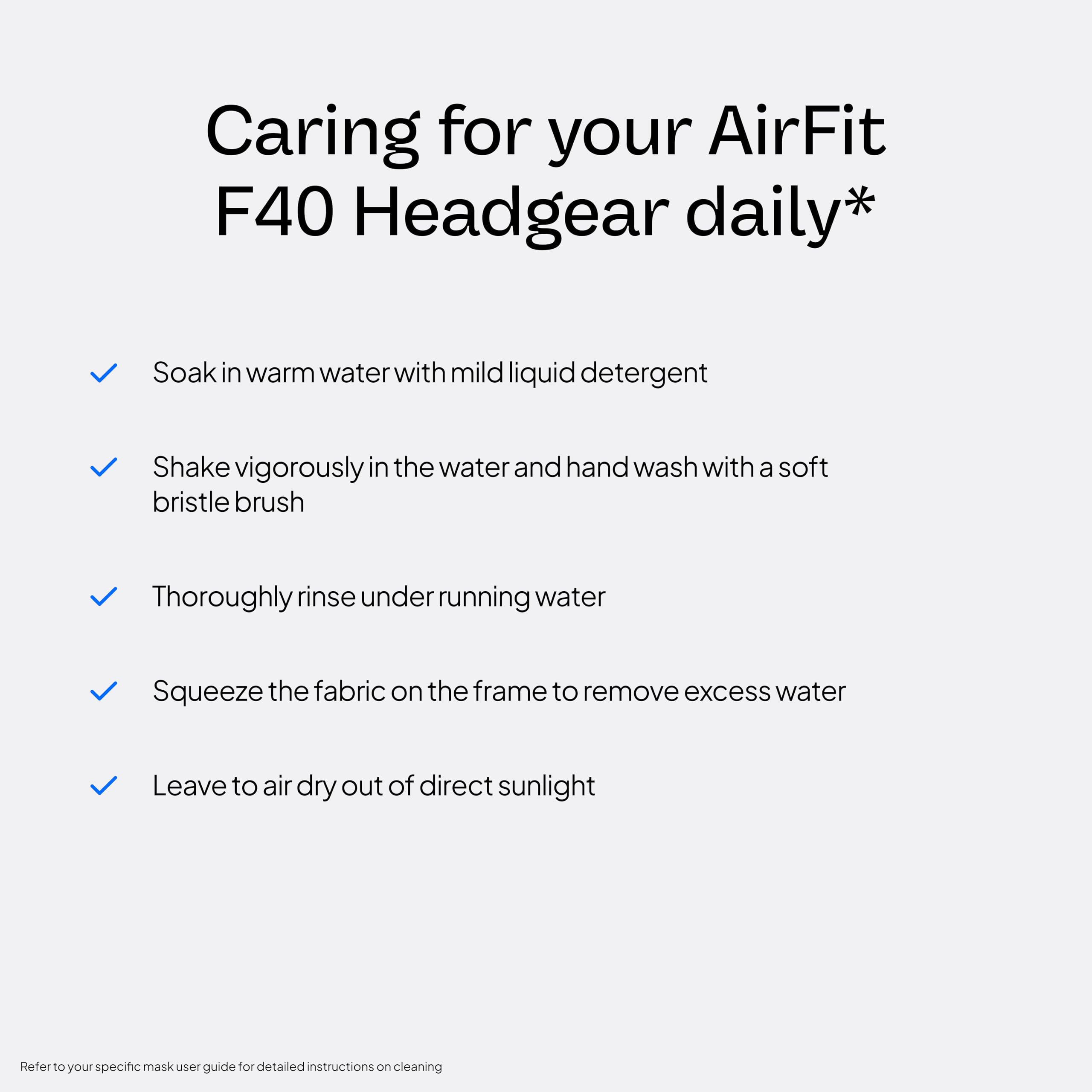 AirFit F40 material suave: tacto agradable para uso nocturno.
