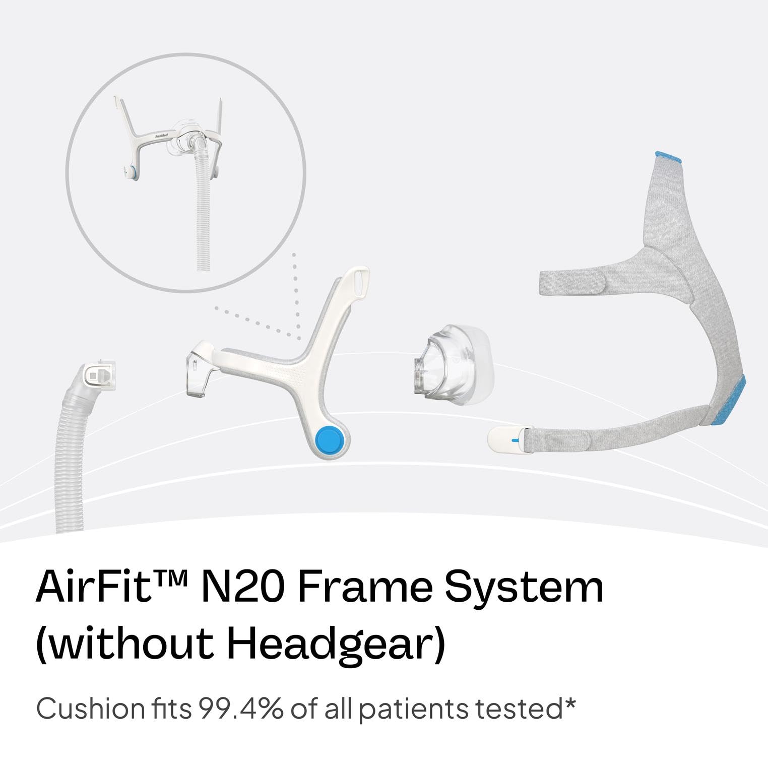 Almohadilla nasal del AirFit N20 mantiene contacto suave y cómodo.