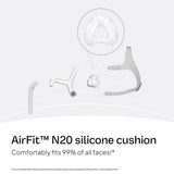 Almohadilla de silicona suave de ResMed AirFit N20 para mayor comodidad nocturna