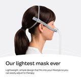 Diseño cómodo del marco AirFit N30 para menos contacto facial