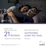 ResMed AirFit N30i: conexión superior para libertad de movimiento durante el sueño.