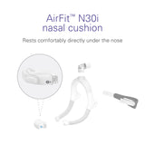 ResMed AirFit N30i: diseño deslizante para colocación rápida y fácil.