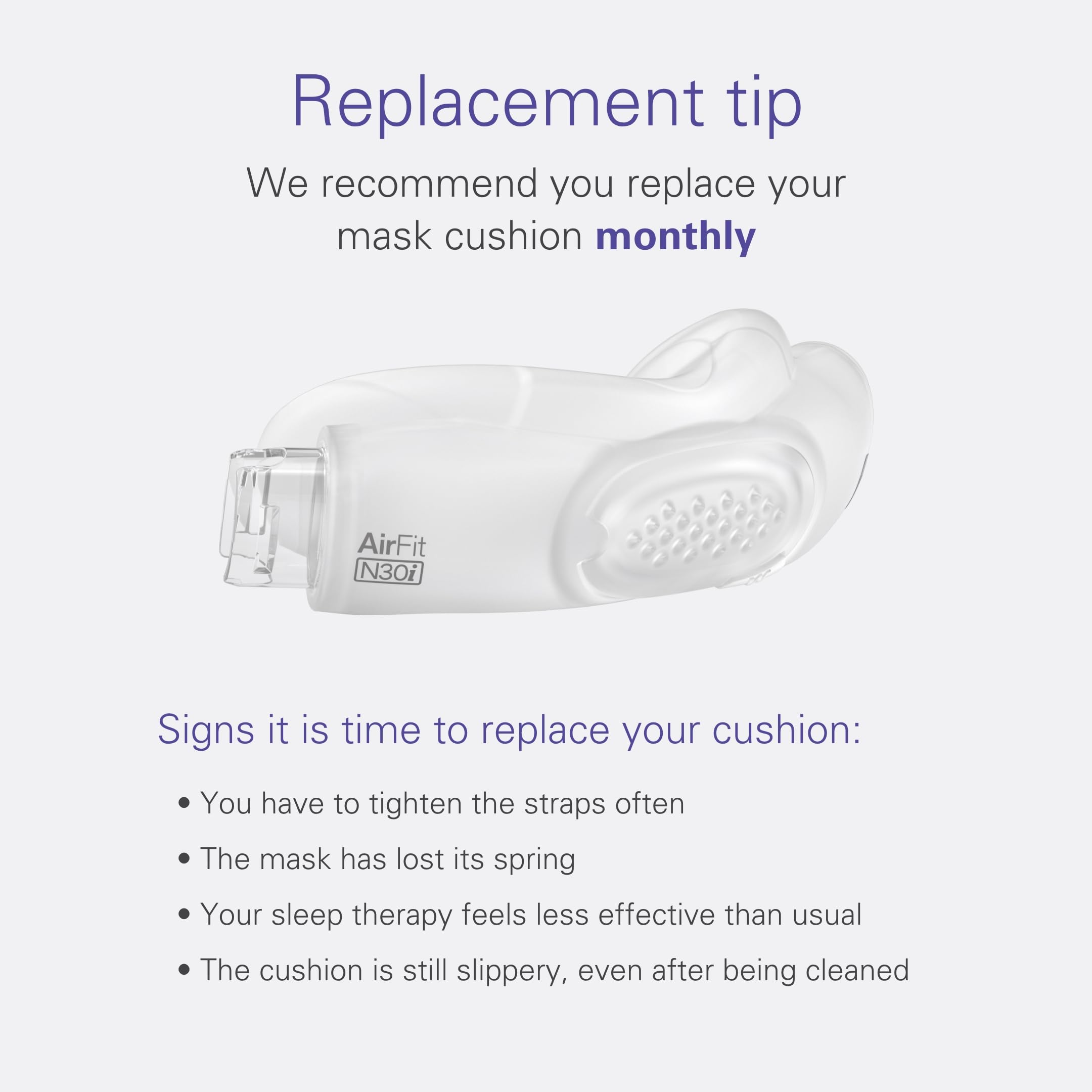 ResMed AirFit N30i: flujo de aire óptimo para una terapia CPAP más cómoda.