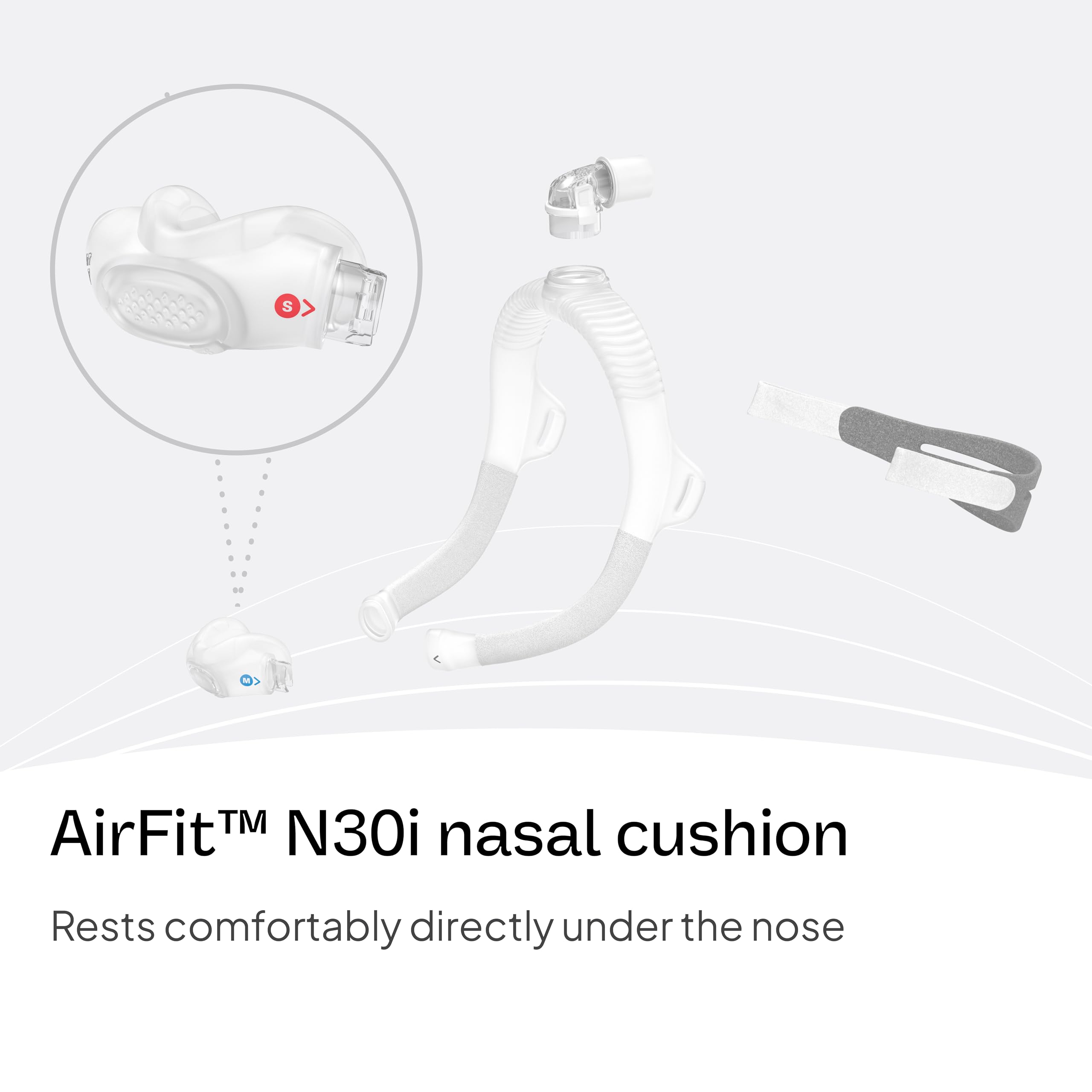 ResMed AirFit N30i con silicona suave para mayor confort nocturno.