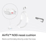 ResMed AirFit N30i con silicona suave para mayor confort nocturno.