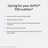 ResMed AirFit P10 ajuste suave, experiencia de uso silenciosa.